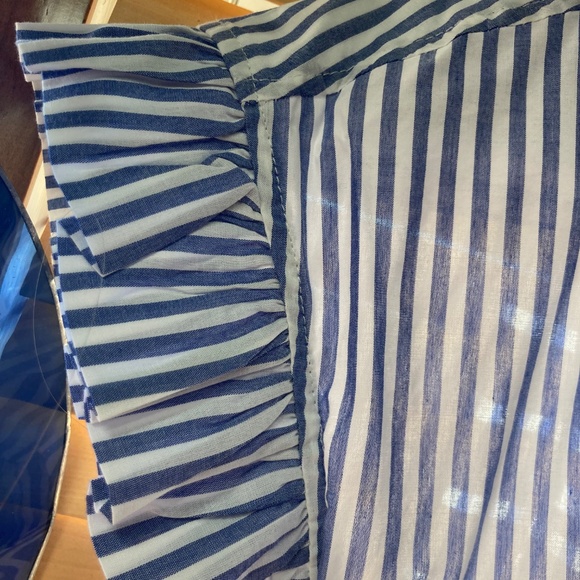 Pinstripe Button Down Shirt Blue/White Size XS - Picture 5 of 7